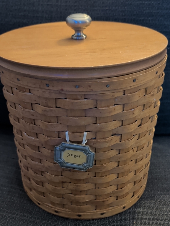 Longaberger Medium Canister Basket with Wooden Lid and Insert